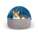 Self-Warming Kitty Bed Hooded, Blue/Gray 16